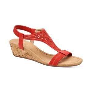 Alfani Women's Strap Step Round Toe Wedge Slingback Sandal, Multi Size 6M